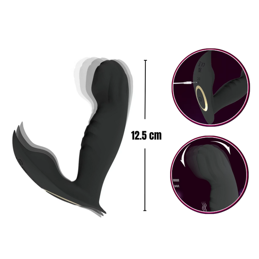 Vibrador con estimulador de clítoris y movimiento sensual