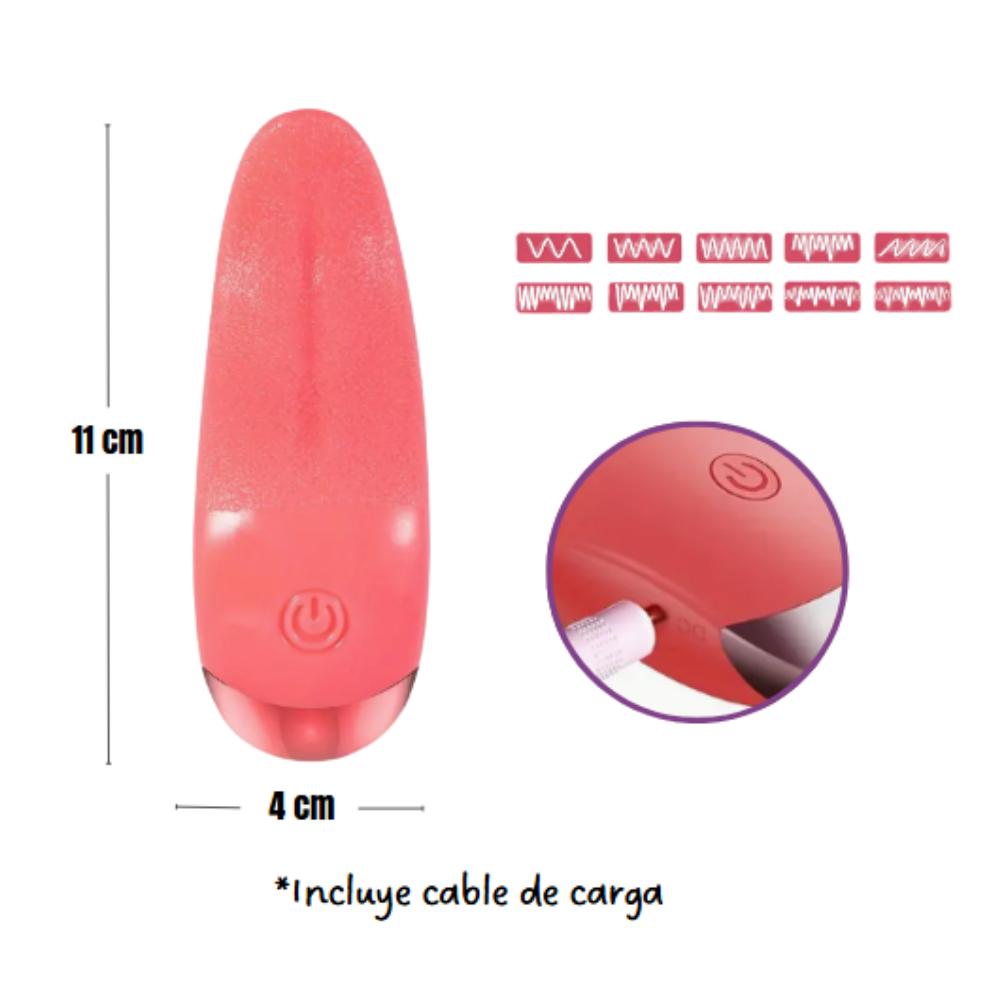 Vibrador con Forma de Lengua – 10 Modos, Recargable y Compacto